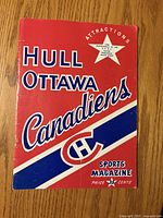 Front cover of red Hull Ottawa Canadiens sports magazine program
