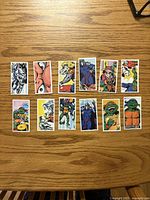 Fronts of all 12 TMNT trading cards displayed in two rows