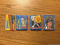Front view of four connected cellophane card sections showing Donruss branding, Value Pack header, Mark McGwire and Charlie O’Brien cards