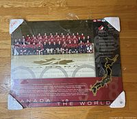 Front view of mounted 1998 Team Canada Olympic hockey poster with corner protectors