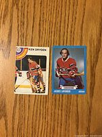 Fronts of Ken Dryden and Jacques Laperriere Montreal Canadiens hockey cards