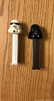 Front view of Stormtrooper and Darth Vader Pez dispensers