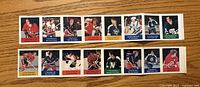 Front view showing both uncut sticker strips with NHL player images