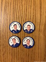 Four New York Rangers hockey coins dated 1966/1967 with player portraits