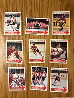 Fronts of nine 1976 Canada Cup cards