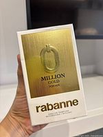 Front view of sealed Rabanne Million Gold perfume box