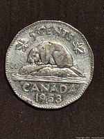 Reverse view showing beaver design, denomination and date