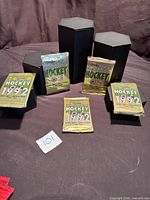 Lot overview showing five sealed 1992 O-Pee-Chee Premier Hockey packs