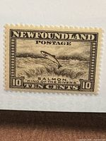 Front view of unused Newfoundland 10¢ salmon stamp