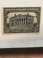 Front view of 20-cent Newfoundland Colonial Building stamp