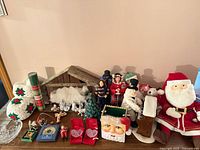 Full lot overview on tabletop showing all Christmas items