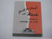 Front cover showing title "You'll Be Ahead with Nash Weather Eye Conditioned Air System" and car grille graphic