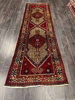 Full view of the Persian runner rug showing overall design and size