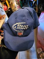 Front view of navy Bud Light NFL baseball cap