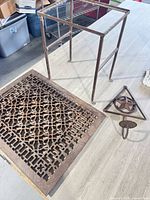 Overall lot with grate, stand, and triangular holder