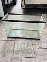 Front view of rectangular glass aquarium tank