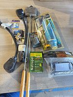 Overview of all camping and RV items spread on table