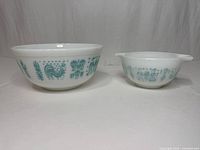 Both Butterprint bowls side by side showing exterior pattern and size difference