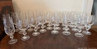 Entire set of Bohemian Cascade stemware displayed on table