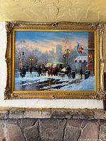 Full view of framed painting showing artwork and frame detail