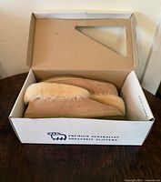 Slippers inside open box on table