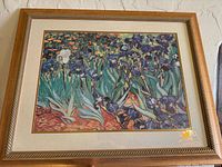 Front view of framed Irises print showing artwork, mat, and frame