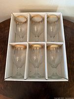 Boxed set of six wine glasses with dividers