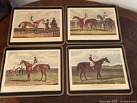 All four placemats laid out showing different horse images and borders