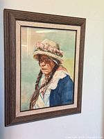 Full view of framed watercolor portrait