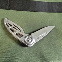 Knife open showing blade and pivot