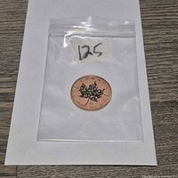 Round in zip-seal bag on white backing