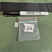 Front of the 1 g silver bar next to marker for scale