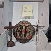 Lot overview showing all three religious items