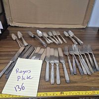 Flatware grouped on table for overall view