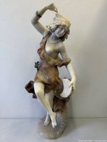 Full front view of carved alabaster Art Nouveau dancer statue