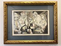 Front view of framed etching showing entire artwork and frame