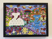 Front view of framed oil painting signed N. Reyes