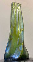 Front view of iridescent blue-green Creta Pampas vase