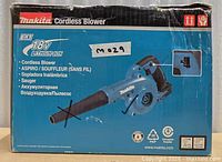 Box front showing Makita 18V LXT cordless blower image and branding