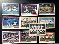 Wide view showing all ten Topps cards laid out