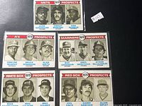 Front view of all five 1979 Topps Prospects cards