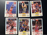 Six Fleer NBA cards laid out showing fronts