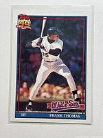 Front of 1991 Topps Frank Thomas card in sleeve