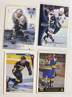All four Markus Naslund cards laid out