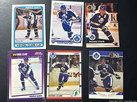 Front view of six Wendel Clark hockey cards