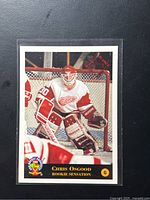 Front view of Chris Osgood rookie card in sleeve