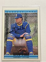 Front of autographed 1992 Donruss Dave Valle card in sleeve