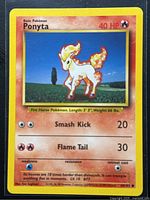 Front view of Ponyta card showing artwork and condition