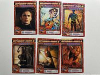 All six Spider-Man 2 trading cards laid out