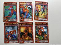 All six Spider-Man 2 cards front view